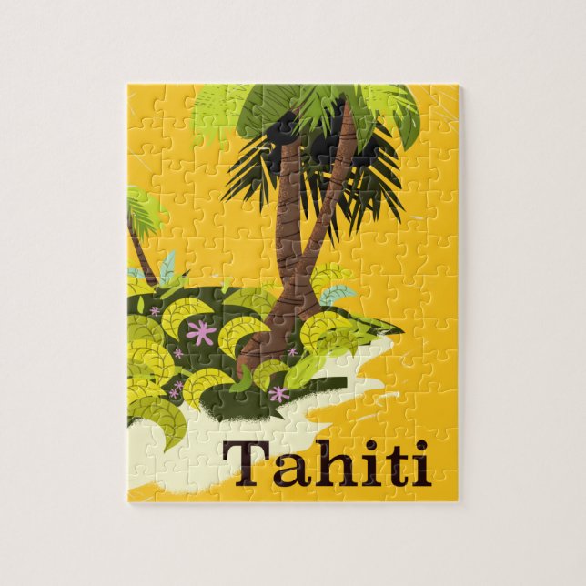 Quebra-cabeça Cartaz de viagem retrô do Taiti (Vertical)