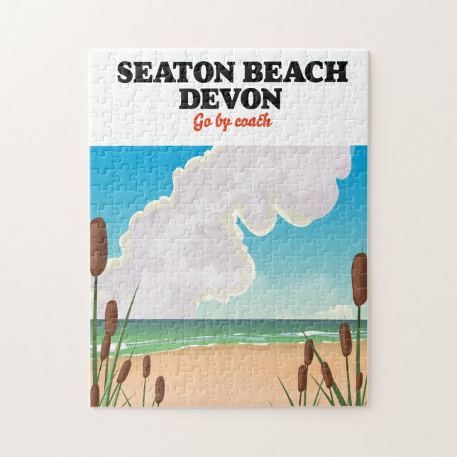 Quebra-cabeça cartaz de viagem Seaton Beach Dorset (Vertical)