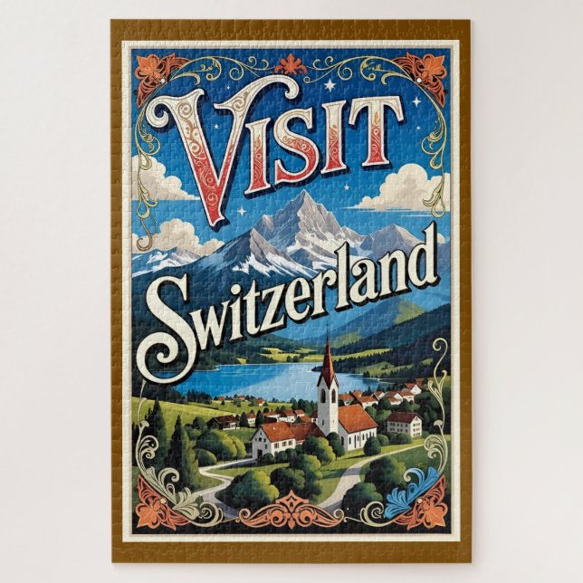 Quebra-cabeça cartaz de viagem Suíça (Vertical)
