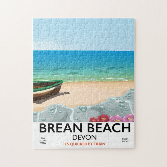 Quebra-cabeça Cartaz de viagem vintage da Praia de Brean Devon (Vertical)
