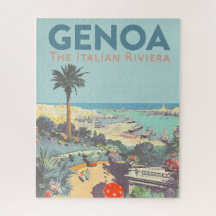Quebra-cabeça Cartaz de Viagem Vintage de Gênova Riviera Italian