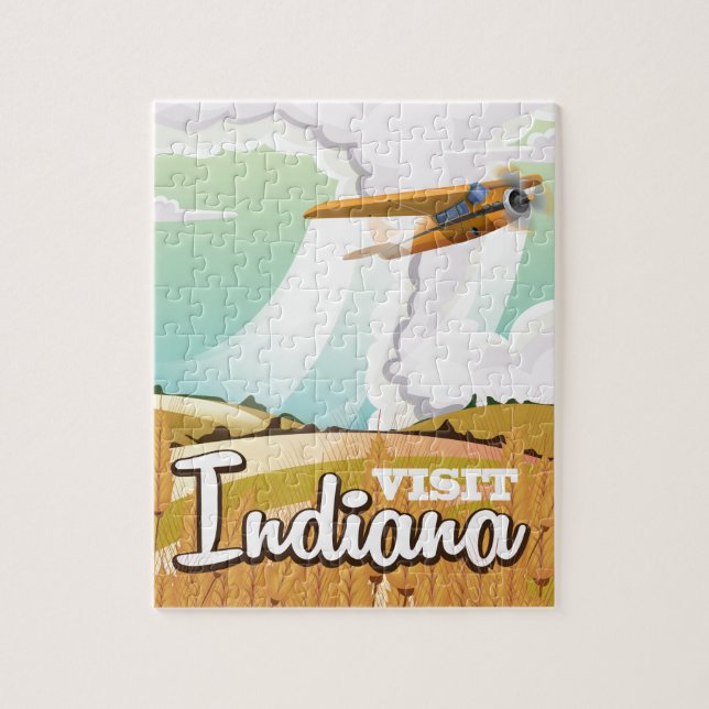 Quebra-cabeça Cartaz de viagem vintage de Indiana (Vertical)