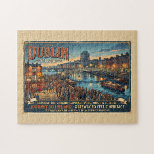 Quebra-cabeça Cartaz de Viagem Vintage Dublin Irlanda