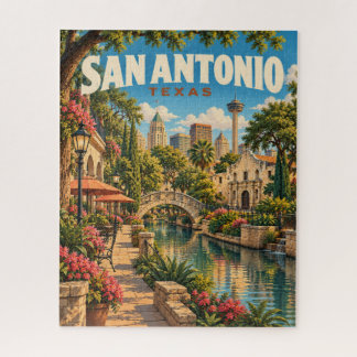 Quebra-cabeça Cartaz de Viagem Vintage San Antonio Texas