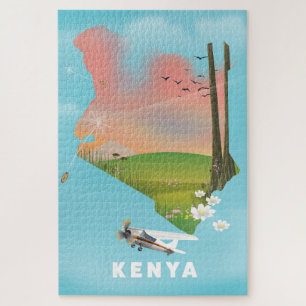 Quebra-cabeça Cartaz do viagem da ilustração do mapa de Kenya