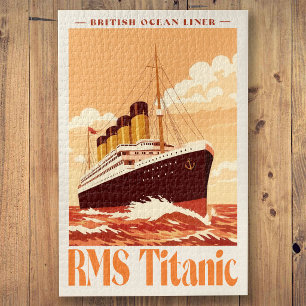 Quebra-cabeça Cartaz Vintage RMS Titanic. Arte Retro de Transatl