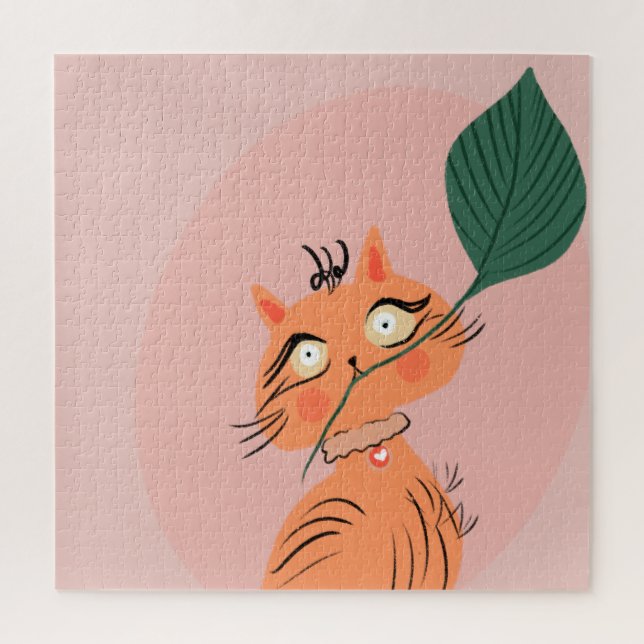 Quebra-cabeça Cartografia de Folha de Gato Engraçado (Vertical)