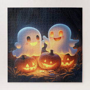 Quebra-cabeça Cartoon Bonito de Halloween Fantasmas Brilhantes