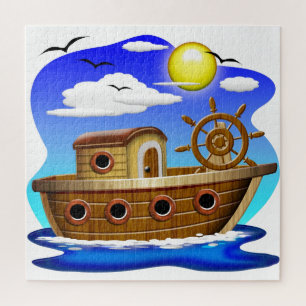 Quebra-cabeça Cartoon de Barcos de Pesca