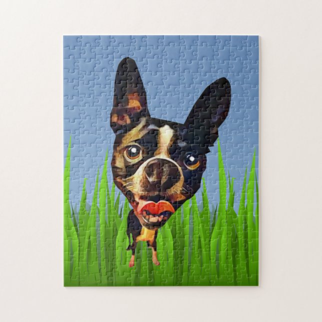 Quebra-cabeça Cartoon Engraçado Boston Terrier 252 Piece Quebra- (Vertical)