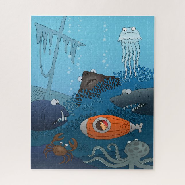 Quebra-cabeça Cartoon Kid Subsea Mundo Submarino (Vertical)