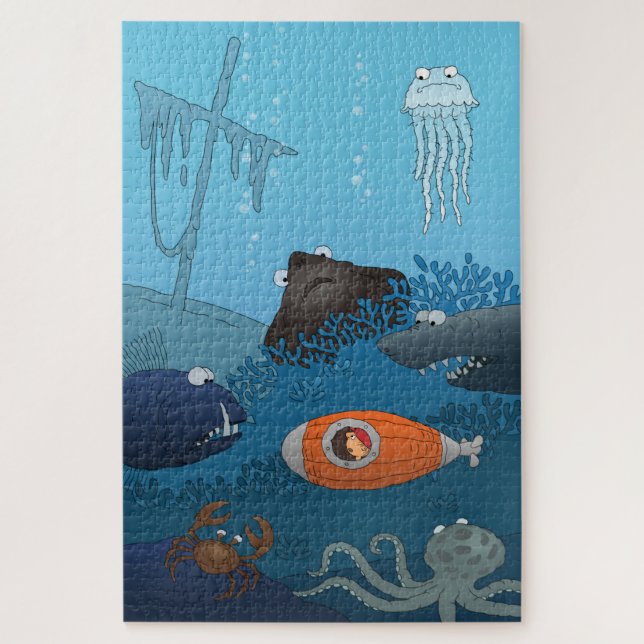 Quebra-cabeça Cartoon Kid Subsea Mundo Submarino (Vertical)