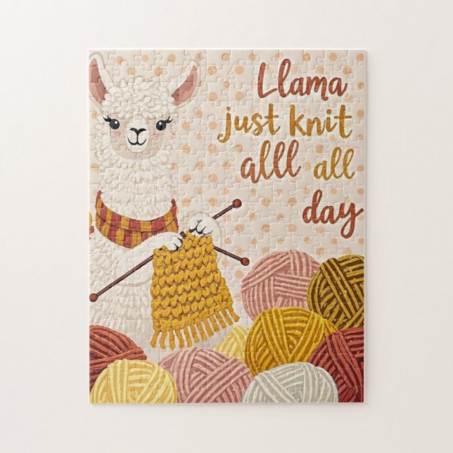 Quebra-cabeça Cartoon llama vestindo um cachecol de tricô (Vertical)