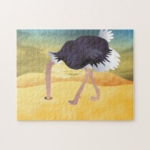 Quebra-cabeça Cartoon Ostrich Com Areia De Cabeça