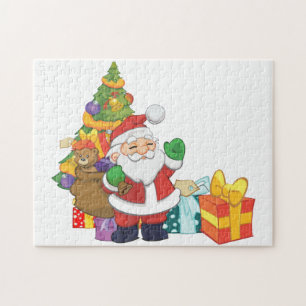 Quebra-cabeça Cartoon santa claus and presentes box