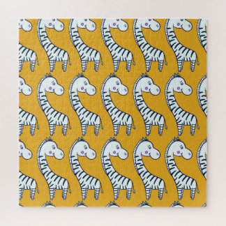 Quebra-cabeça Cartoon zebras: padrão de fundo amarelo.