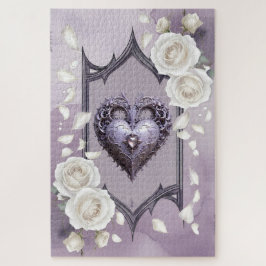 Quebra-cabeça Cartucho com rosas brancas e cardíacas