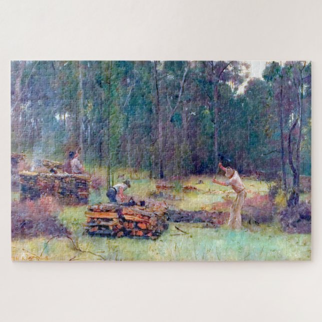 Quebra-cabeça Carvoeiros Rachadores de Lenha Tom Roberts 1886   (Horizontal)