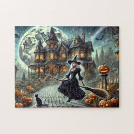 Quebra-cabeça Casa Assombrada da Bruxa Victoriana Halloween Moon