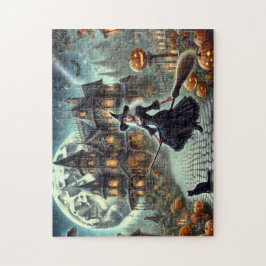 Quebra-cabeça Casa Assombrada da Bruxa Victoriana Halloween Moon