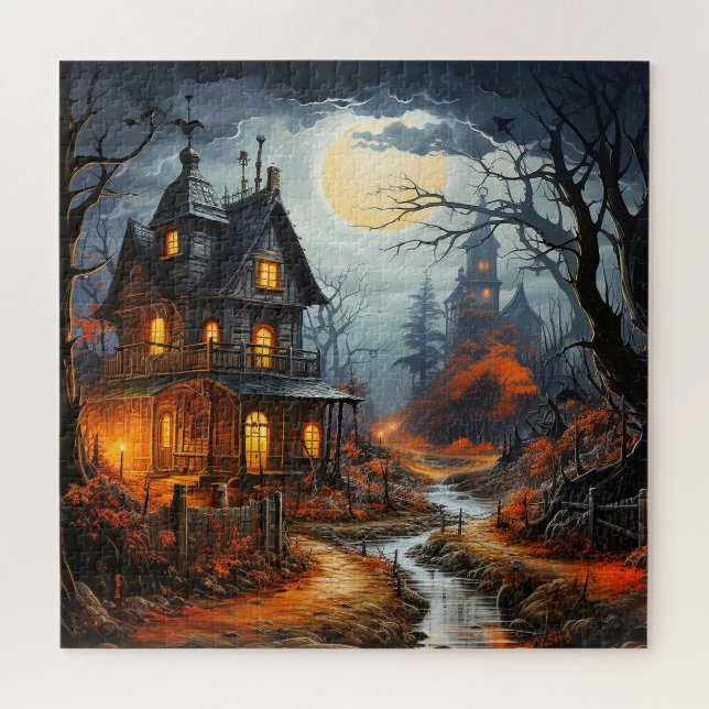 Quebra-cabeça Casa Assombrada de Spooky Halloween (Horizontal)