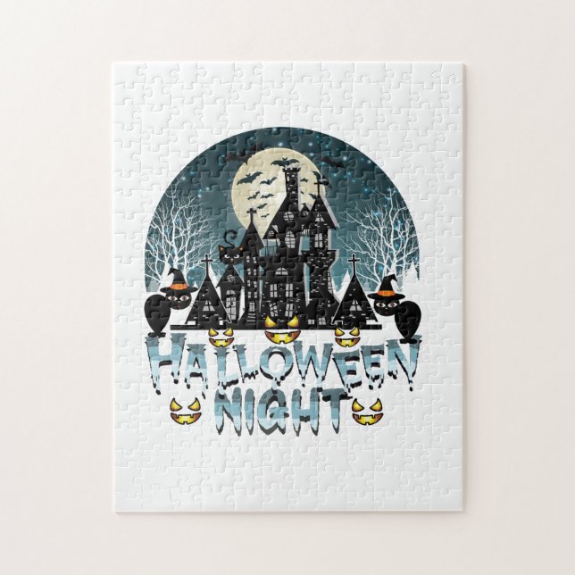 Quebra-cabeça Casa Assombrada, Noite Assustadora do Halloween (Vertical)