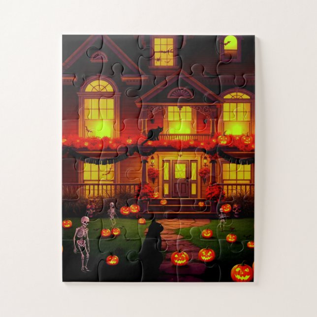 Quebra-cabeça Casa Assustadora na Noite de Halloween (Vertical)