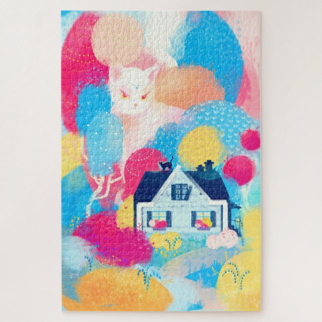 Quebra-cabeça Casa Branca de Gato e Campo (Vertical)