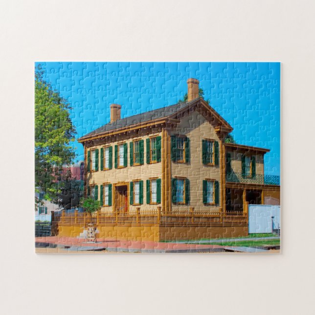 Quebra-cabeça Casa de Abraham Lincoln. (Horizontal)
