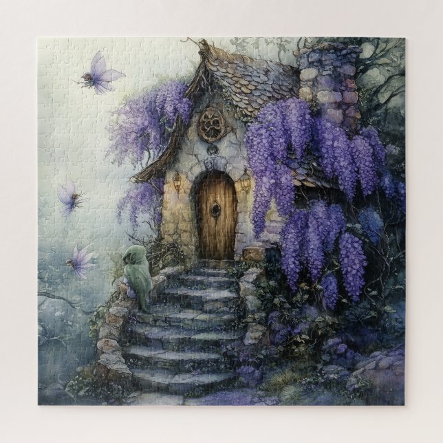 Quebra-cabeça Casa de Contos de Fadas com Wisteria Roxa (Vertical)