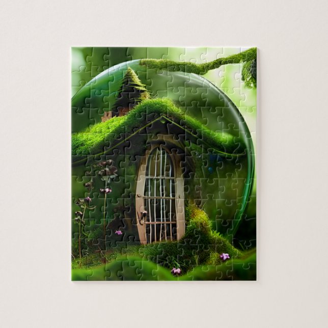 Quebra-cabeça Casa De Fadas Em Órbita De Vidro Na Floresta Mossi (Vertical)