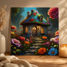 Casa de Jardim Encantada com Flores no Telhado
