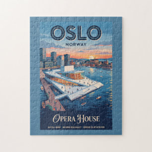 Quebra-cabeça Casa de Ópera de Oslo Noruega Cartaz de Viagem Vin