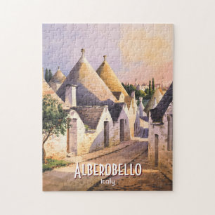 Quebra-cabeça Casa de Trulli Personalizada Alberobello Aquarela 