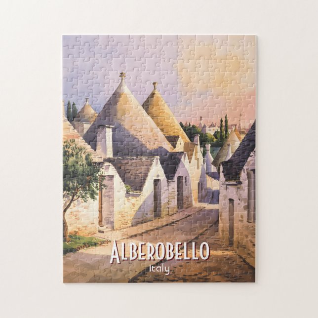 Quebra-cabeça Casa de Trulli Personalizada Alberobello Aquarela  (Vertical)