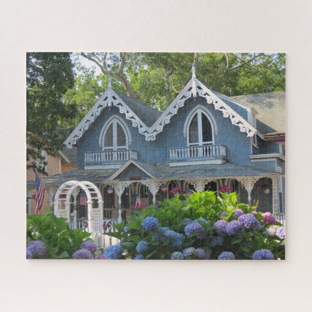 Quebra-cabeça Casa Vitoriana em Azul - Martha's Vineyard (Horizontal)