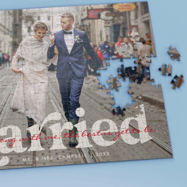 Quebra-cabeça Casados | Foto de casamento personalizada de recém (Criador carregado)