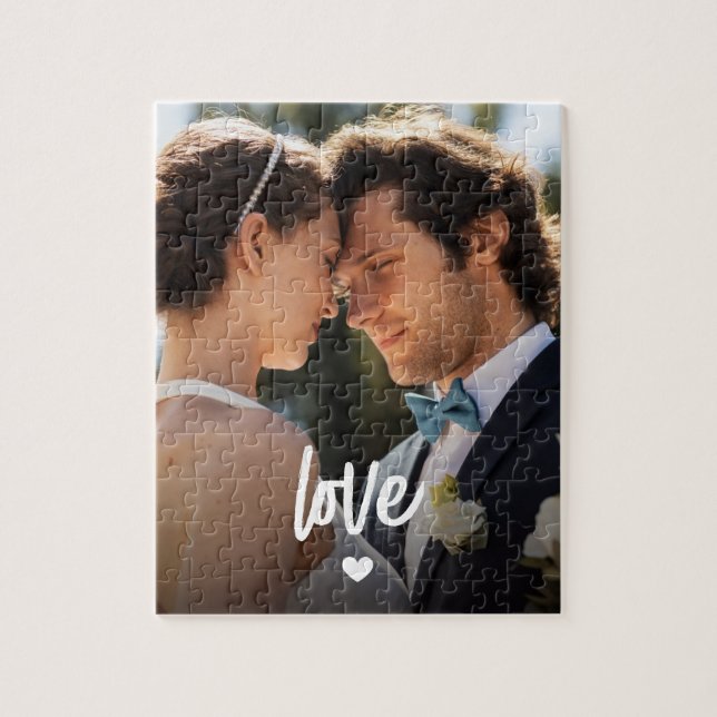 Quebra-cabeça Casal de Amor de Foto Moderna Personalizada (Vertical)