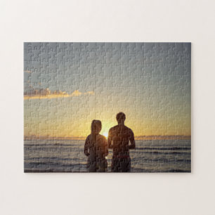 Quebra-cabeça Casal de Fotografia Sunlight na Praia