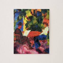 Quebra-cabeça Casal Na Mesa Do Jardim por August Macke