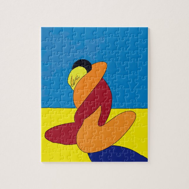Quebra-cabeça Casal Na Praia Abstrato (Vertical)