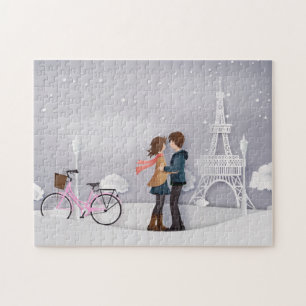 Quebra-cabeça Casal Pink Bike Paris