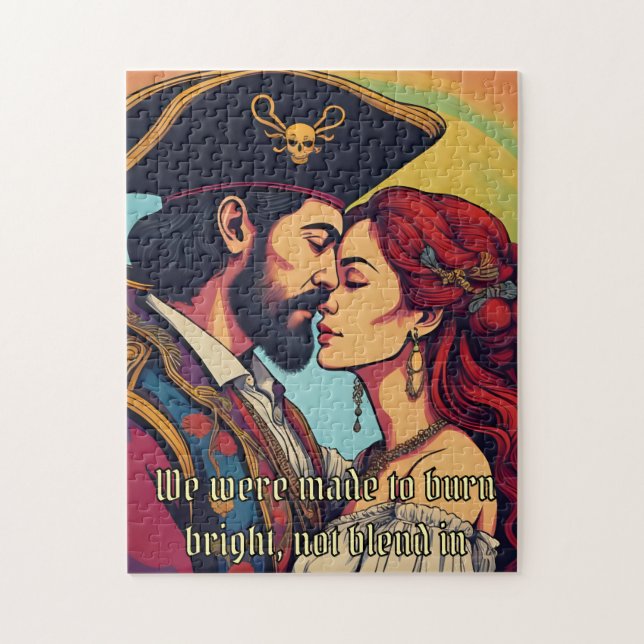 Quebra-cabeça Casal Psicodélico Pirata - Romance Negrito (Vertical)