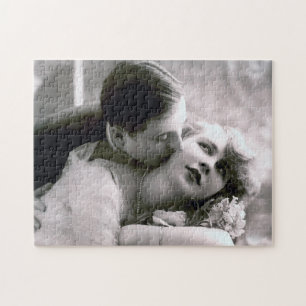 Quebra-cabeça Casal Românico Vintage Foto Retroativa Amor Elegan