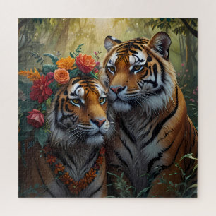 Quebra-cabeça Casal Tiger apaixonado pela vida selvagem e pela n