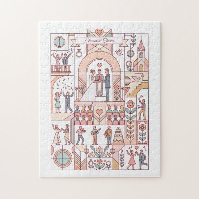 Quebra-cabeça Casamento de Conto de Fadas Art Déco (Vertical)