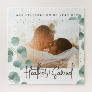 Quebra-cabeça Casamento de Fotografia e Texto com Vegetação Eleg