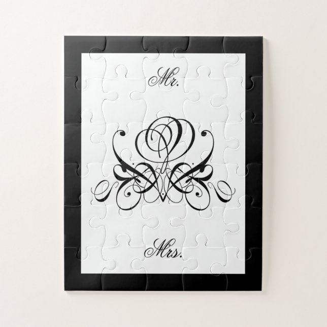 Quebra-cabeça Casamento de Rosa preto para caligrafia (Vertical)