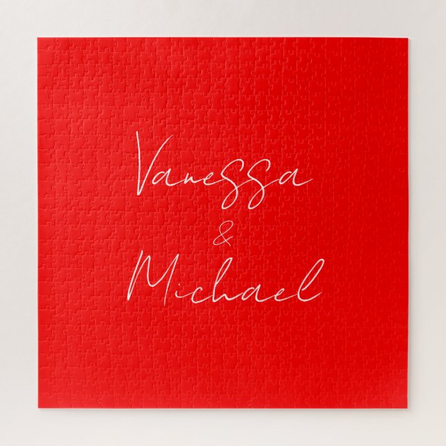 Quebra-cabeça Casamento personalizado do nome da caligrafia prof (Vertical)