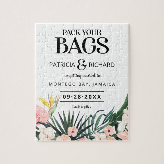 Quebra-cabeça Casamento Tropical no Destino Salve a Data (Vertical)